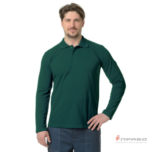 Рубашка «Поло» с длинным рукавом тёмно-зелёная. Артикул: Трик104. Цена от 1 030 р.