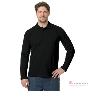 Рубашка «Поло» с длинным рукавом чёрная. Артикул: Трик104. Цена от 1 030 р.