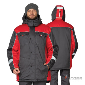 Куртка мужская утеплённая «Бренд» тёмно-серая/красная. Артикул: 9644. Цена от 6 630 р. в г. Казань