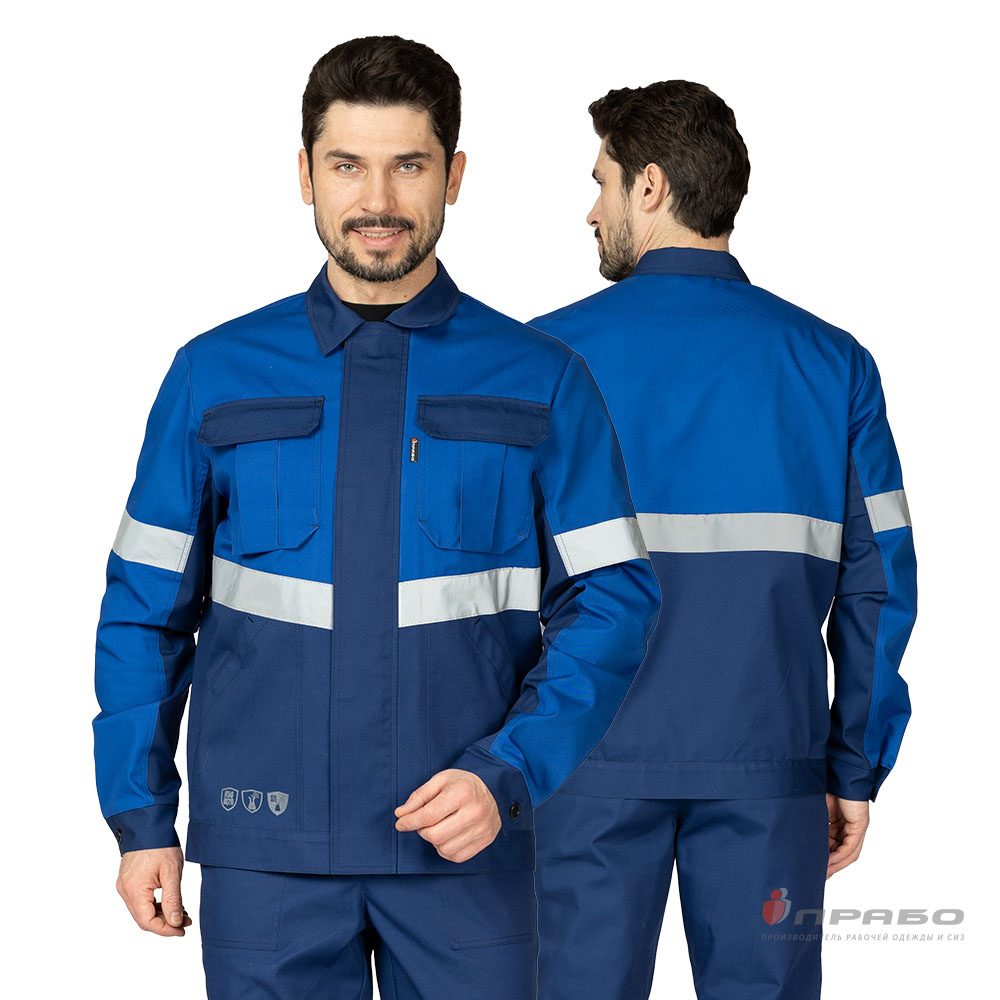 Костюм мужской «Вираж Индастриал» тёмно-синий/василёк (куртка и брюки). Артикул: 12936. Цена от 5 600,00 р. в г. Казань