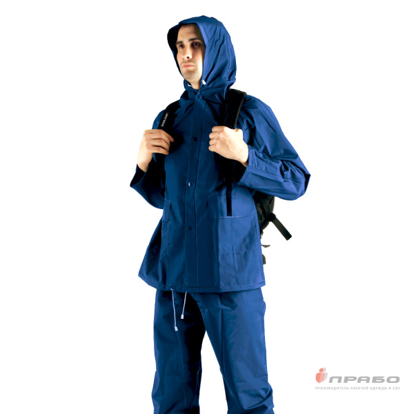 Костюм влагозащитный нейлоновый с ПВХ-покрытием синий (куртка и брюки). Артикул: Вл203. #REGION_MIN_PRICE# в г. Казань