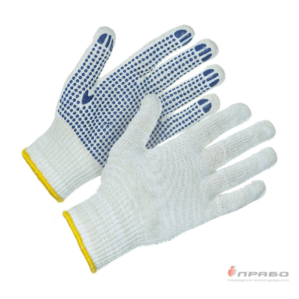 Перчатки хлопчатобумажные с ПВХ-покрытием 5-ти нитка (10 класс) «Точка». Артикул: Пер129. #REGION_MIN_PRICE#