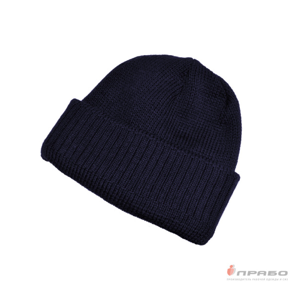 Шапка зимняя трикотажная синяя. Артикул: Гол202. #REGION_MIN_PRICE# в г. Казань