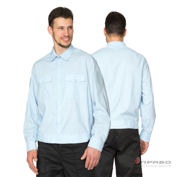 Рубашка для сотрудников с длинными рукавами серый/голубой. Артикул: РубОВД1. #REGION_MIN_PRICE# в г. Казань