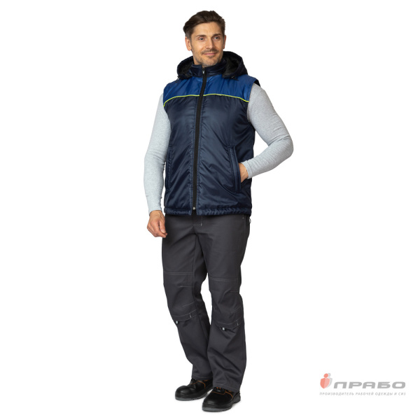 Жилет утеплённый «Сура» тёмно-синий/василёк. Артикул: 9553. #REGION_MIN_PRICE# в г. Казань