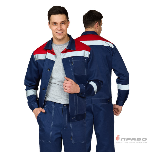 Костюм мужской «Пантеон СОП» тёмно-синий/красный (куртка и брюки). Артикул: Кос118с. #REGION_MIN_PRICE# в г. Казань