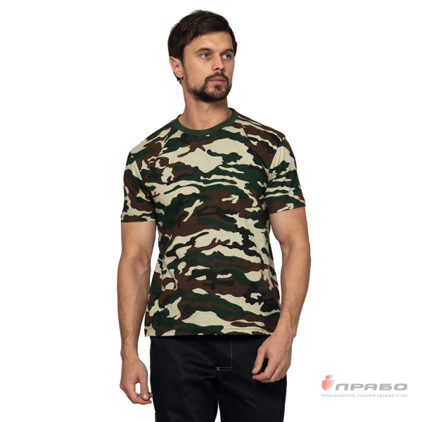 Футболка трикотажная камуфляжная лес. Артикул: Трик111. #REGION_MIN_PRICE#