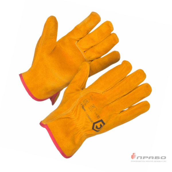 Перчатки цельноспилковые «Драйвер» жёлтые (мягкий шлифованный спилок). Артикул: Пер115. #REGION_MIN_PRICE#