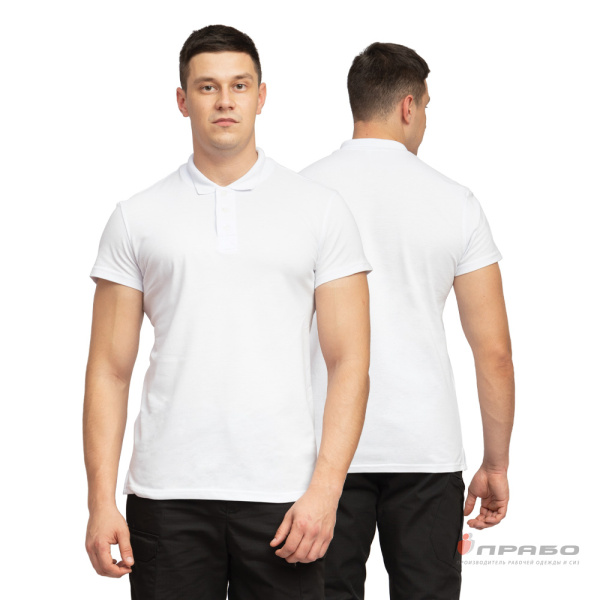 Рубашка «Поло» с коротким рукавом белая. Артикул: Трик1031. #REGION_MIN_PRICE#